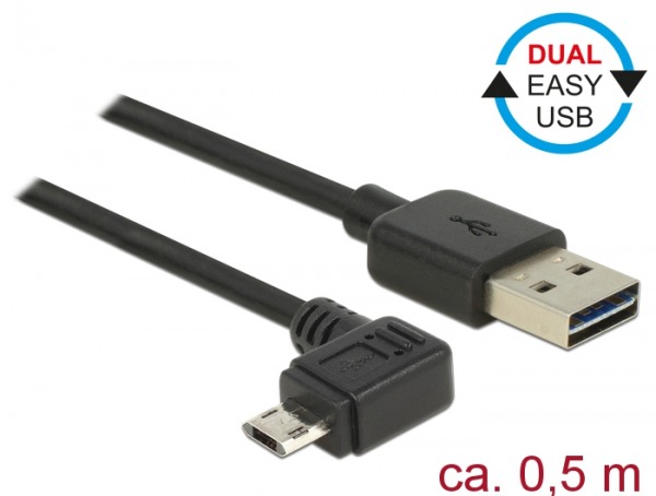 Datenkabel, Ladekabel mit Winkelstecker EASY-USB seitlich f. Navigationsgeräte 0,5m